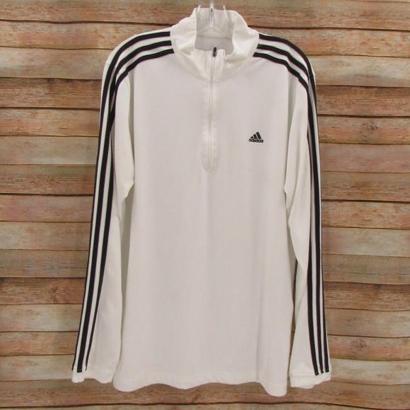 Adidas White 1/4 Zip Mock Neck Pullover Jacket - Picture 1 of 13